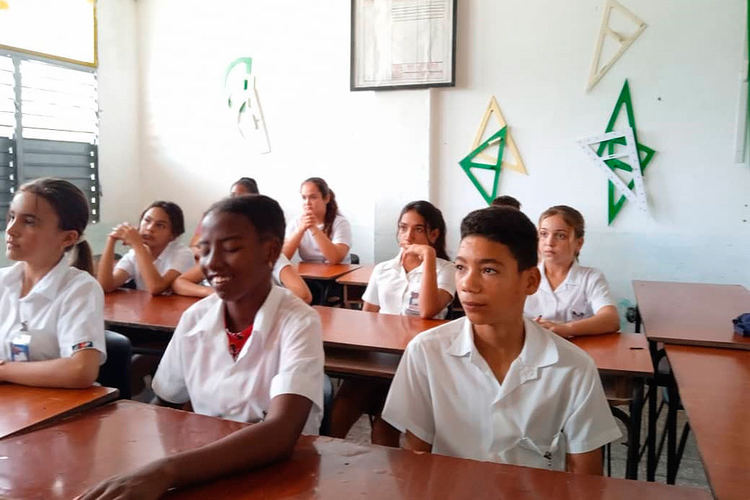 Vanesa en su aula de séptimo grado.