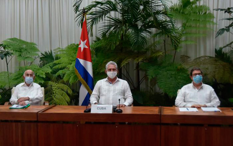 Presidente de Cuba, Miguel Díaz-Canel, interviene en el Encuentro de Líderes por el aniversario 30 del Foro de Sao Paulo.