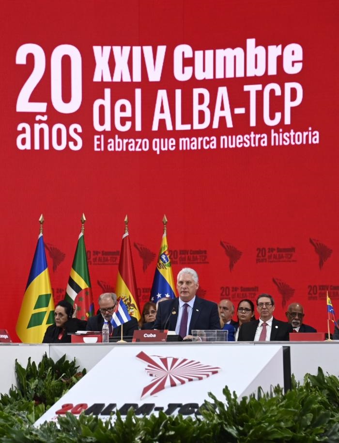 Presidente cubano, Miguel Díaz-Canel, interviene en la XIV Cumbre del ALBA-TCP.