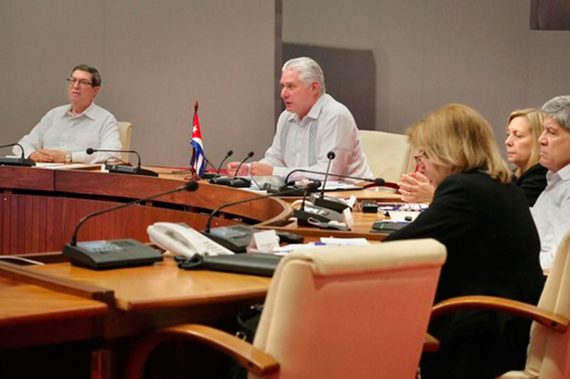 Presidente de Cuba, Miguel Díaz-Canel y delegación participante en la XII Cumbre Extraordinaria del ALBA-TCP, desarrollada de manera virtual el 3 de febrero de 2025.