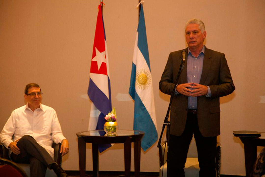 Presidente cubano, Miguel Díaz-Canel Bermúdez, y el canciller, Bruno Rodríguez Parrilla.