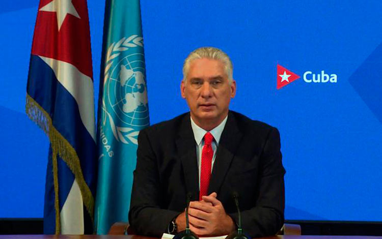 Presidente de Cuba, Miguel Díaz-Canel Bermúdez, interviene en el Debate General del 76 Periodo Ordinario de Sesiones de la Asamblea General de las Naciones Unidas.