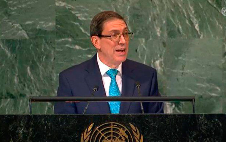 Canciller cubano, Bruno Rodríguez Parrilla, interviene en el Debate General del Segmento de Alto Nivel de la Asamblea General de las Naciones Unidas. Nueva York, 21 de septiembre de 2022