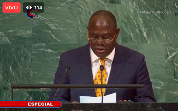 Representante de Angola en el debate de la resolución cubana contra el bloqueo en la Asamblea General de la ONU