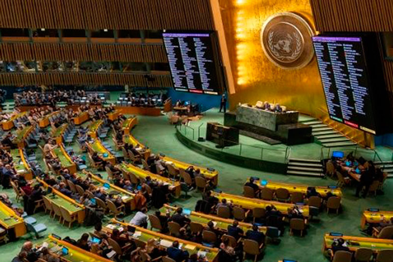 Asamblea General de Naciones Unidas vota por resolución sobre el alto al fuego inmediato en Gaza.