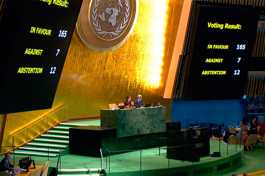 Resultados de la votación sobre la resolución de Cuba contra el bloqueo de los Estados Unidos.