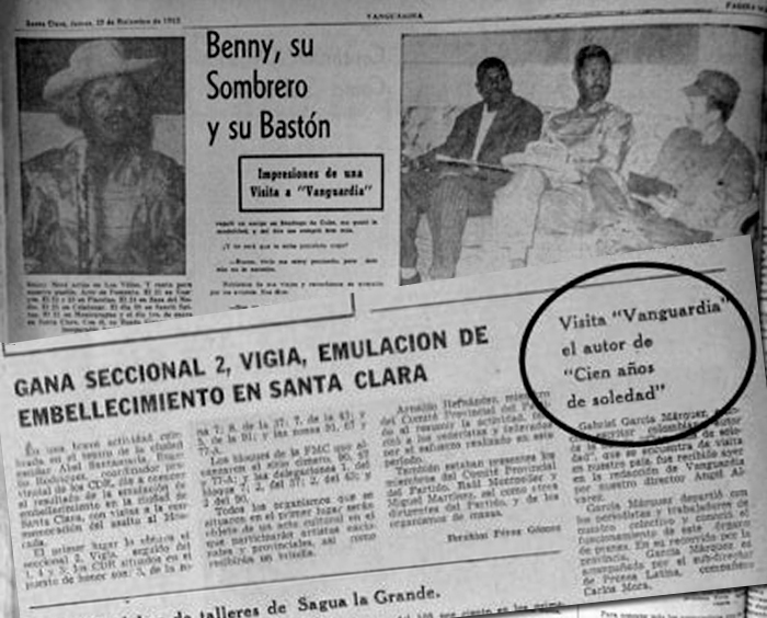 Notas de las visitas de Benny Moré y Gabriel Garcí­a Márquez al periódico Vanguardia, de Villa Clara.