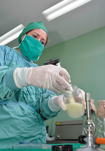 Procesamiento de la leche en el Banco de Leche Humana del hospital ginecobstétrico Mariana Grajales, de Santa Clara.