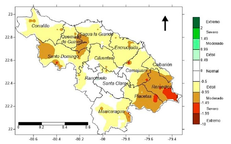 Situación de la sequí­a en los municipios de Villa Clara.