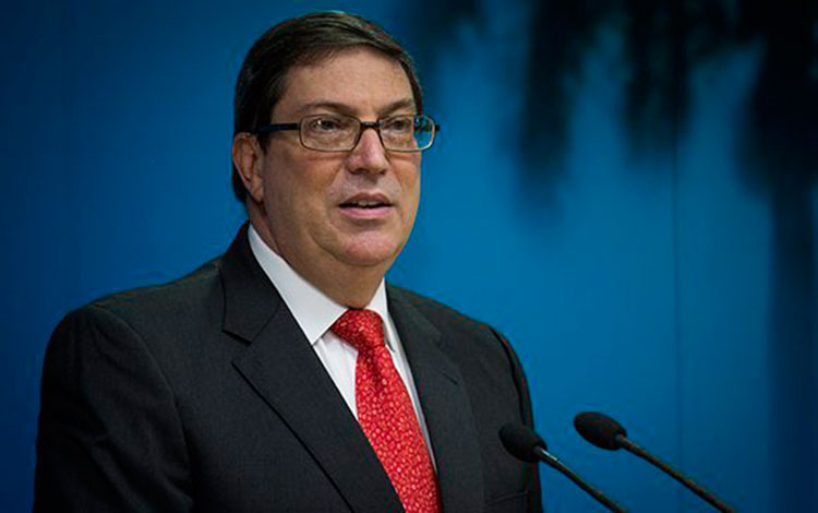 Canciller cubano, Bruno Rodríguez Parrilla, en conferencia de prensa.