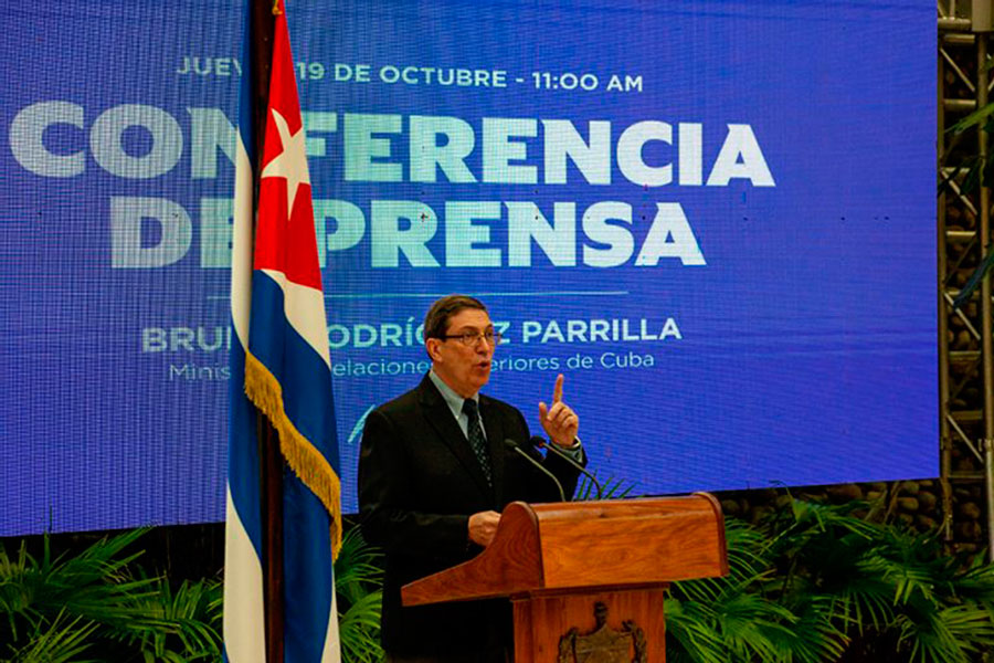 Conferencia de prensa del canciller cubano, Bruno Rodríguez Parrilla.