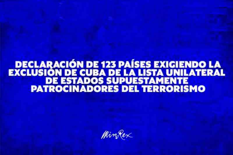 Postal del Mirex sobre declaración de países sobre la inclusión de Cuba en la lista de países que patrocinan el terrorismo.