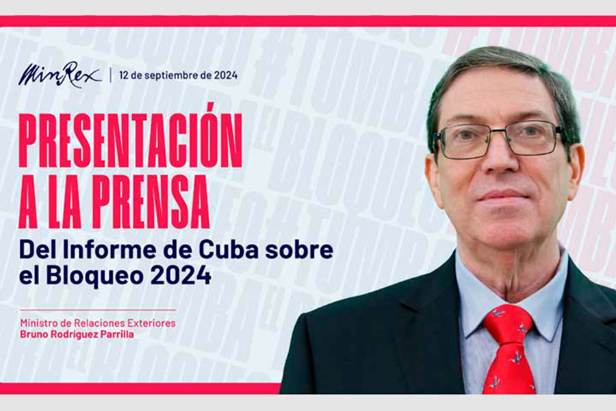 Anuncio de la presentación del informe de Cuba contra el bloqueo.