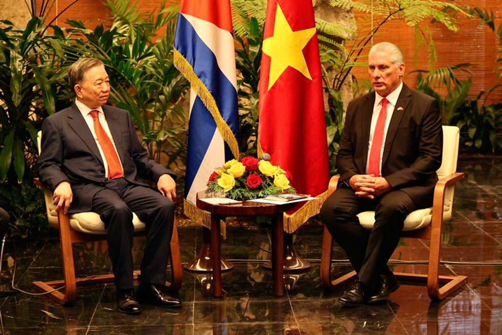 To Lam y Miguel Díaz-Canel, presidentes de Vietnam y Cuba, respectivamente.