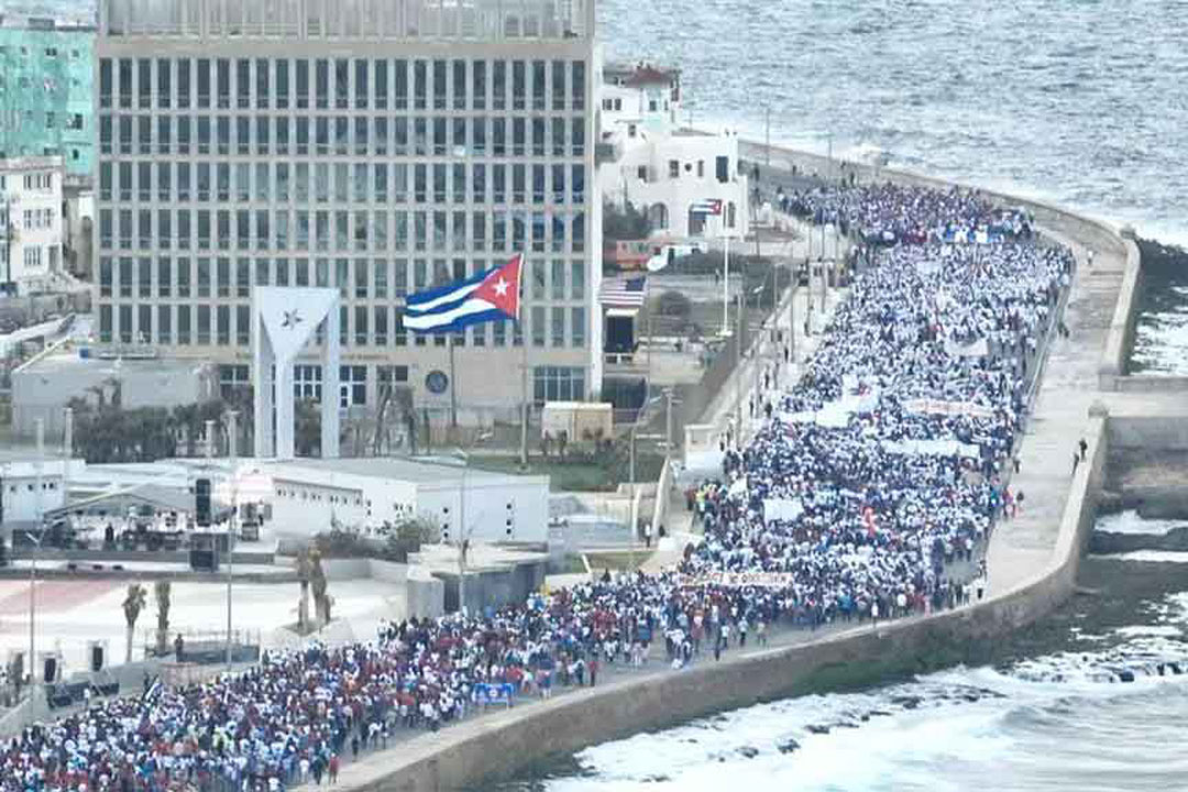 Marcha contra el bloqueo en La Habana