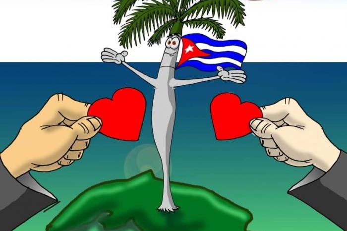 Ilustración de Jorge sobre la solidaridad del mundo con Cuba.