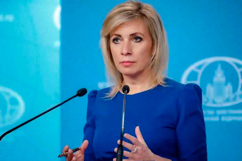 María Zajárova, portavoz de la Cancillería de Rusia.