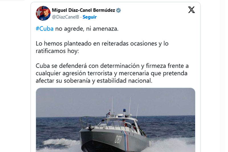 Publicación del presidente cubano, Miguel Díaz-Canel, en X.