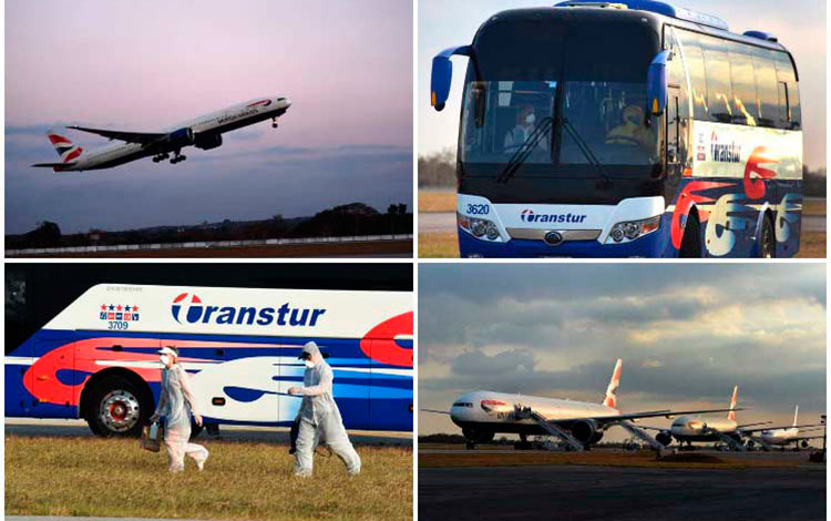 Traslado por tierra y aire de pasajeros y tripulación del crucero MS Braemar.