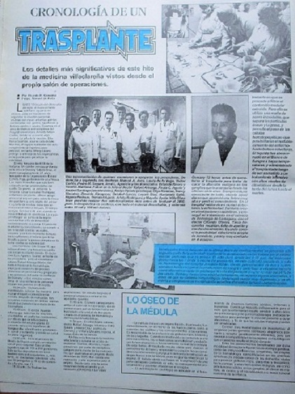 Información sobre el primer trasplante de médula ósea en Villa Clara, publiicada por el periódico Vanguardia. Información sobre el primer trasplante de médula ósea en Villa Clara, publiicada por el periódico Vanguardia.