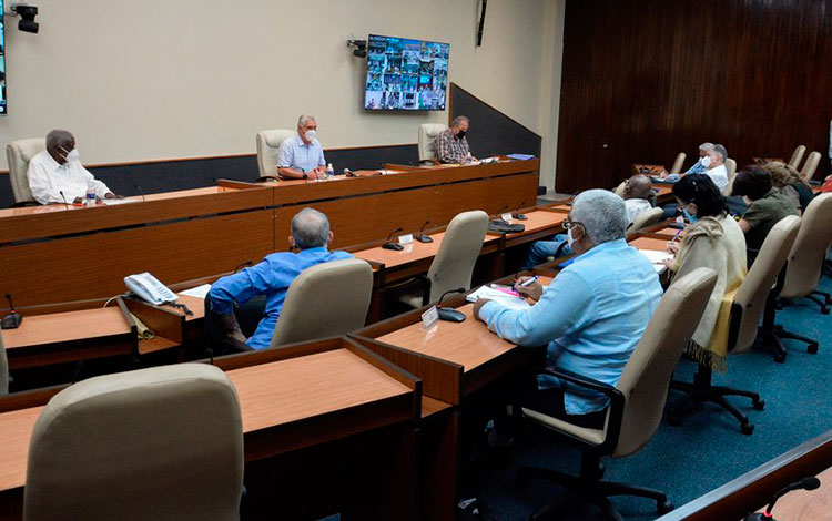 Reunión del Grupo de Trabajo Temporal del del Gobierno para el enfrentamiento a la COVID-19.