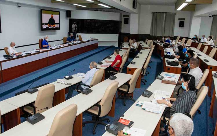 Reunión del grupo temporal de trabajo del Gobierno para el enfrentamiento a la COVID-19.