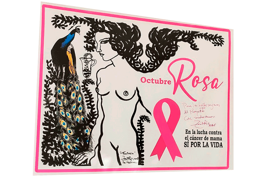 Obra de Zaida del Río donada al proyecto Octubre Rosa.